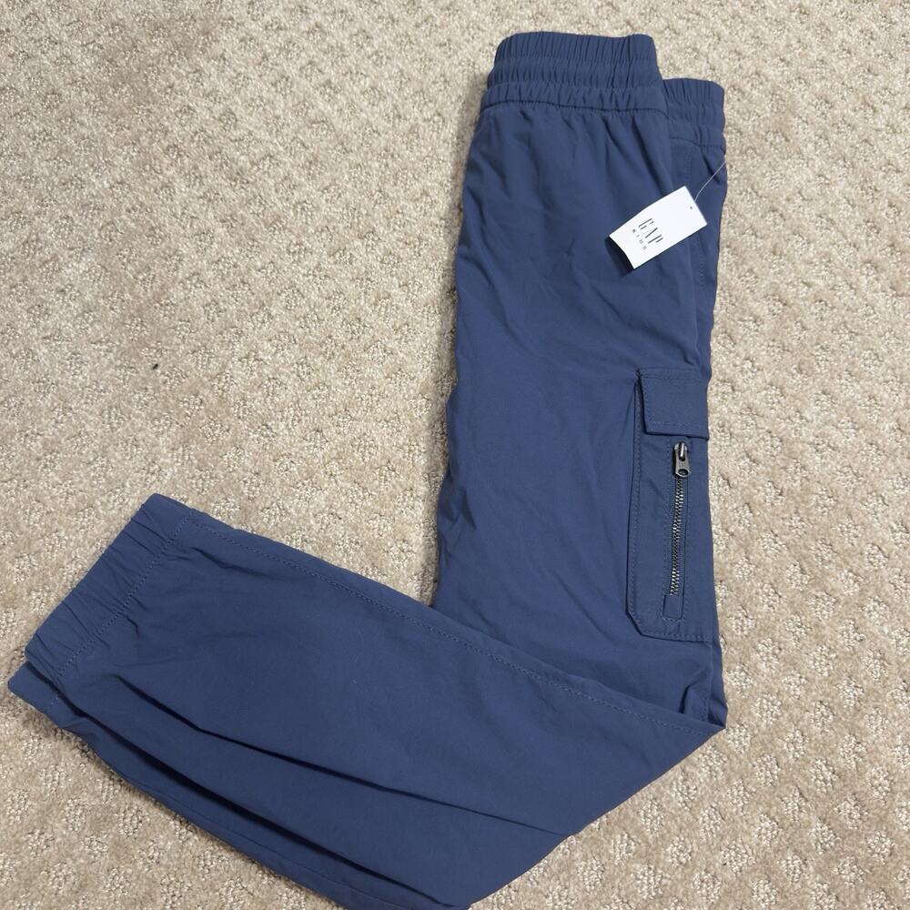 NWT NEW Gap L 10 Jogger Wind Pants Navy Blue Pockets Drawstring Soft Lined